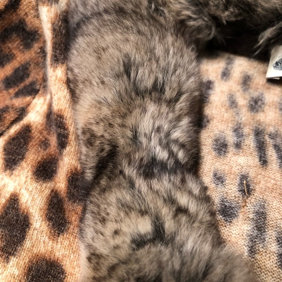 Animal print fur trim cardigan - Picture 4 of 8